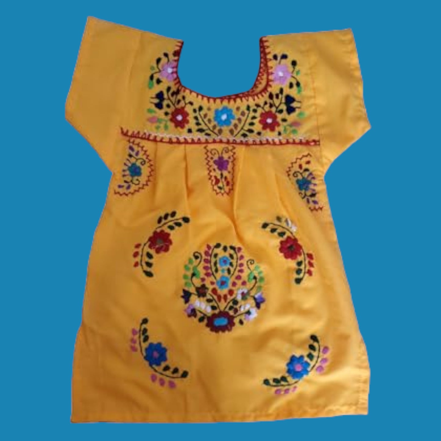 Handstitched Pueblano Baby | Toddler| Girl Dress Traditional Pueblano Dress Embroidered Poblano Handcrafted Pueblano Beautiful Chanelito dress & Authentically Hand Embroidered Children Tehuacan Dress Mexican Dress 5 de Mayo Dress