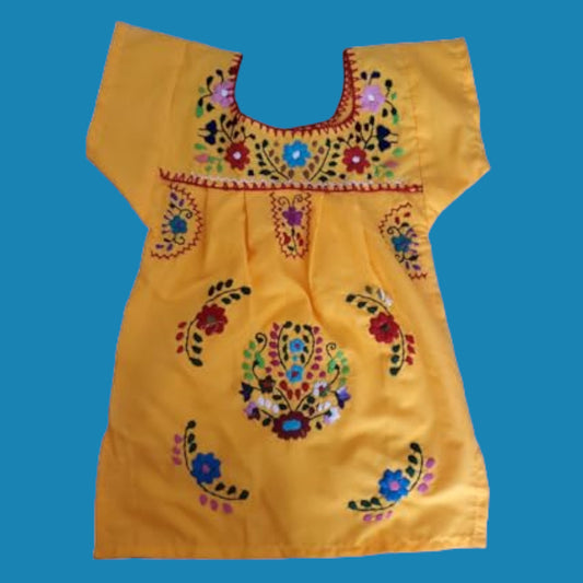 Handstitched Pueblano Baby | Toddler| Girl Dress Traditional Pueblano Dress Embroidered Poblano Handcrafted Pueblano Beautiful Chanelito dress & Authentically Hand Embroidered Children Tehuacan Dress Mexican Dress 5 de Mayo Dress