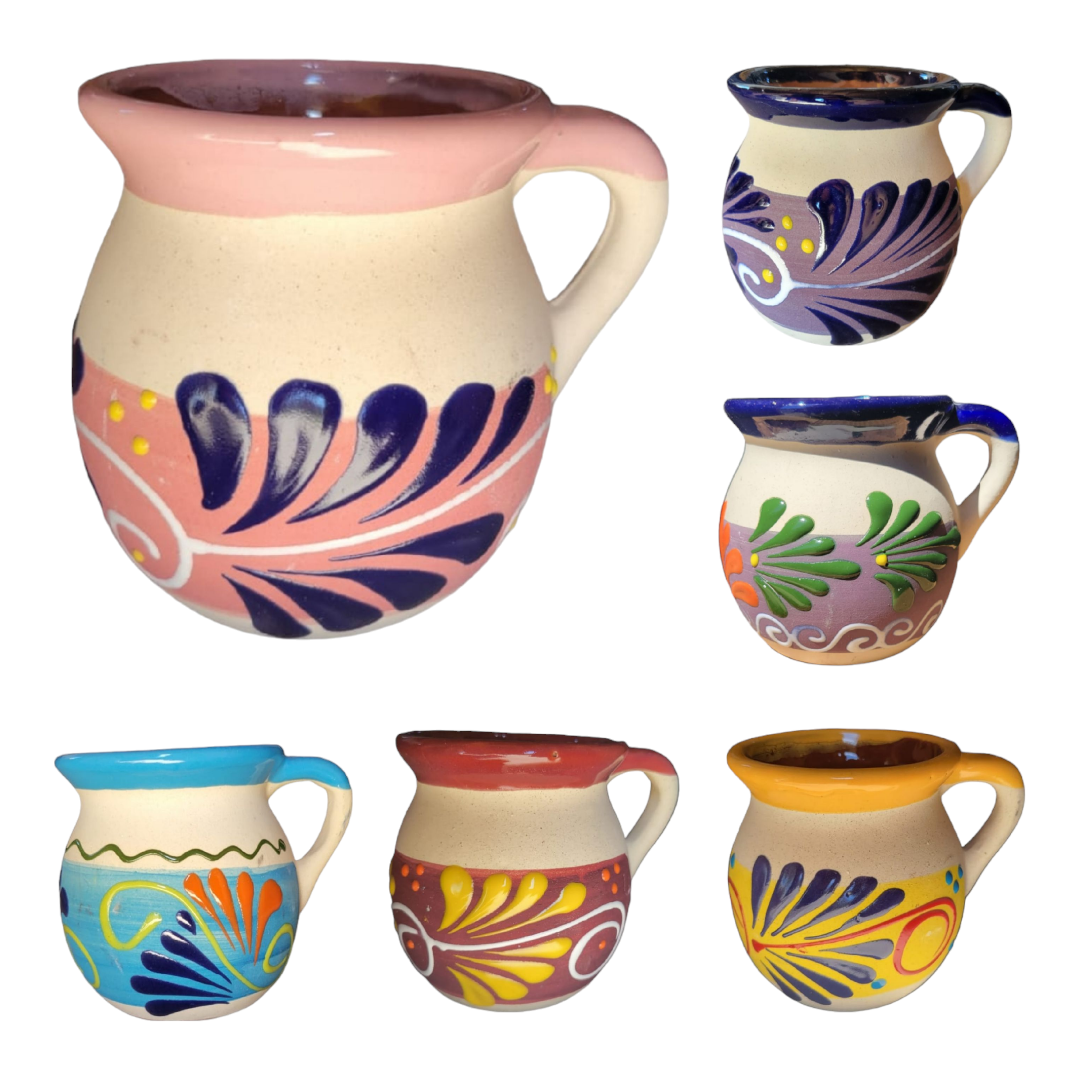 Handcrafted Talavera Mexican Mugs - Set of 4 Random Color Mugs