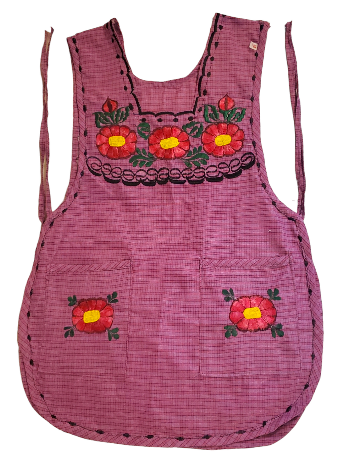 Traditional Mexican Apron for Women with Pockets and Beautiful Flower Embroidery - Mandiles para Mujer Mexicanos Mandil escapulario mandil Artesanal cobbler apron smocks - 10 Mixed