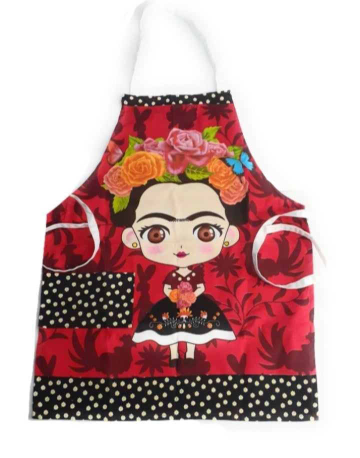 Frida Kahlo Apron in Red and Black - Puerta21shop