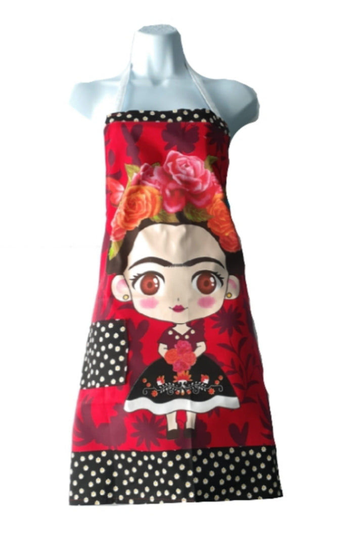 Frida Kahlo Apron in Red and Black - Puerta21shop