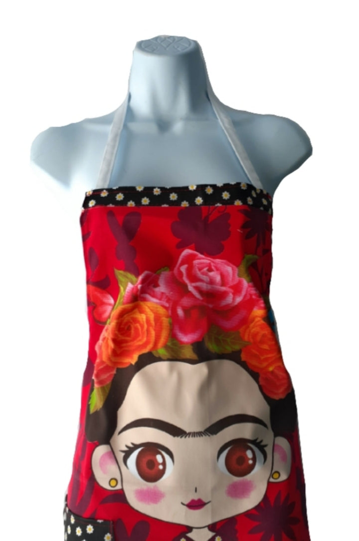 Frida Kahlo Apron in Red and Black - Puerta21shop