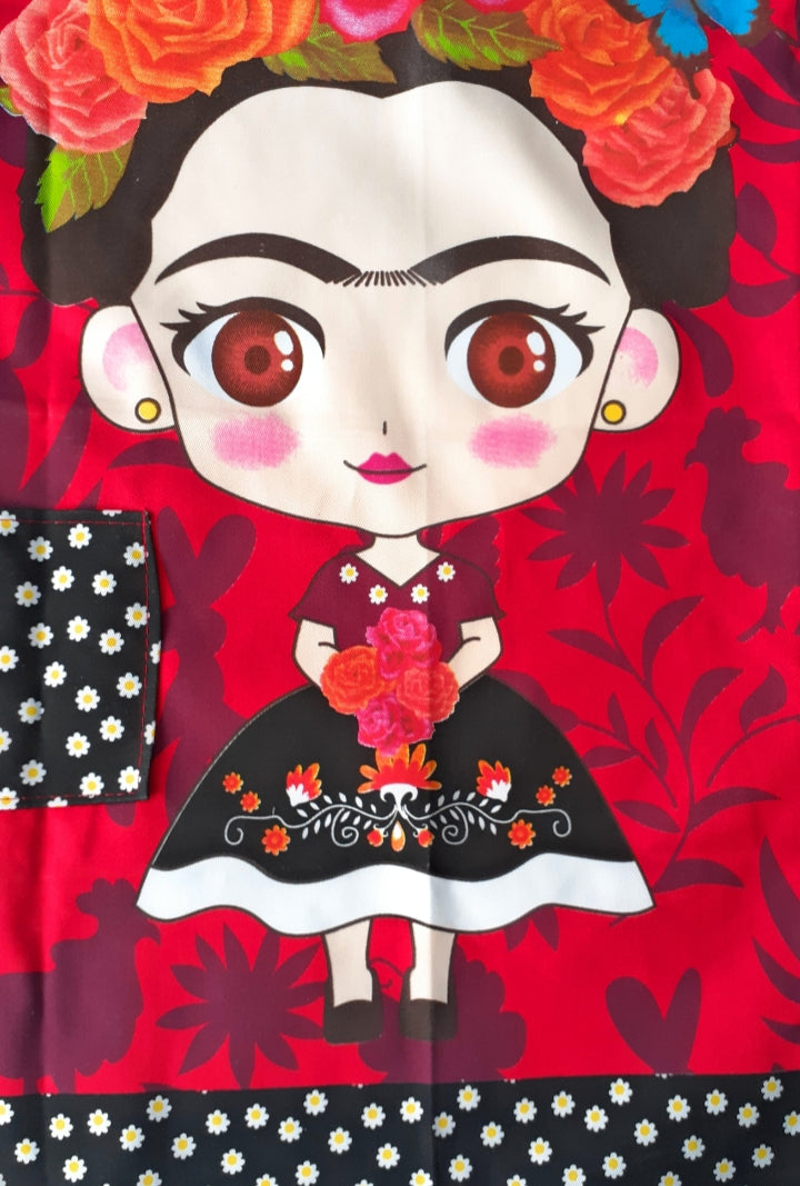Frida Kahlo Apron in Red and Black - Puerta21shop