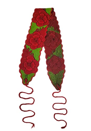 Mexican Floral Embroidered Belt from Mexico traditional tipicos floral sash belts artesanal with embroidery waist fiesta bordados embroidered for women Length 36
