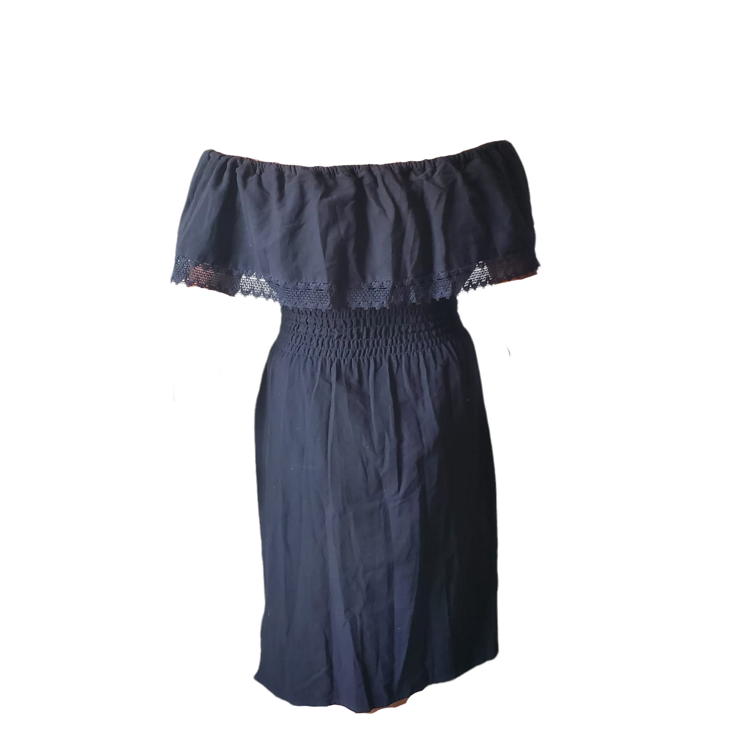 CAMPESINA Dress in Black Women's Knee Length Mexican Dress Embroidered Off Shoulder Style - BLACK - Dresses Day of the Dead Dress
