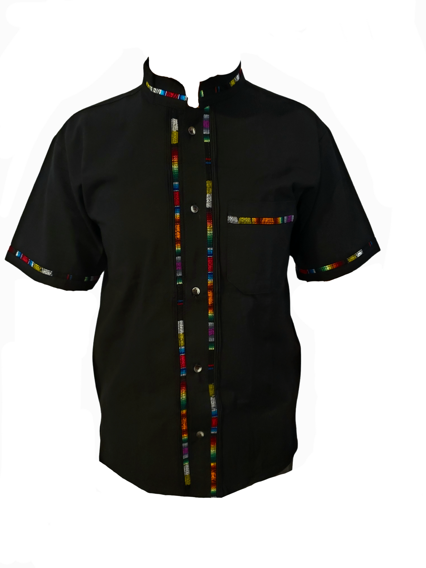 Mexican Guayabera Shirts for Men Multiple Colors and Sizes Made in Mexico Mens Front Pocket Hawaiian Shirts Casual Short Sleeve Button Down Beach Oaxaca Shirt - Black
