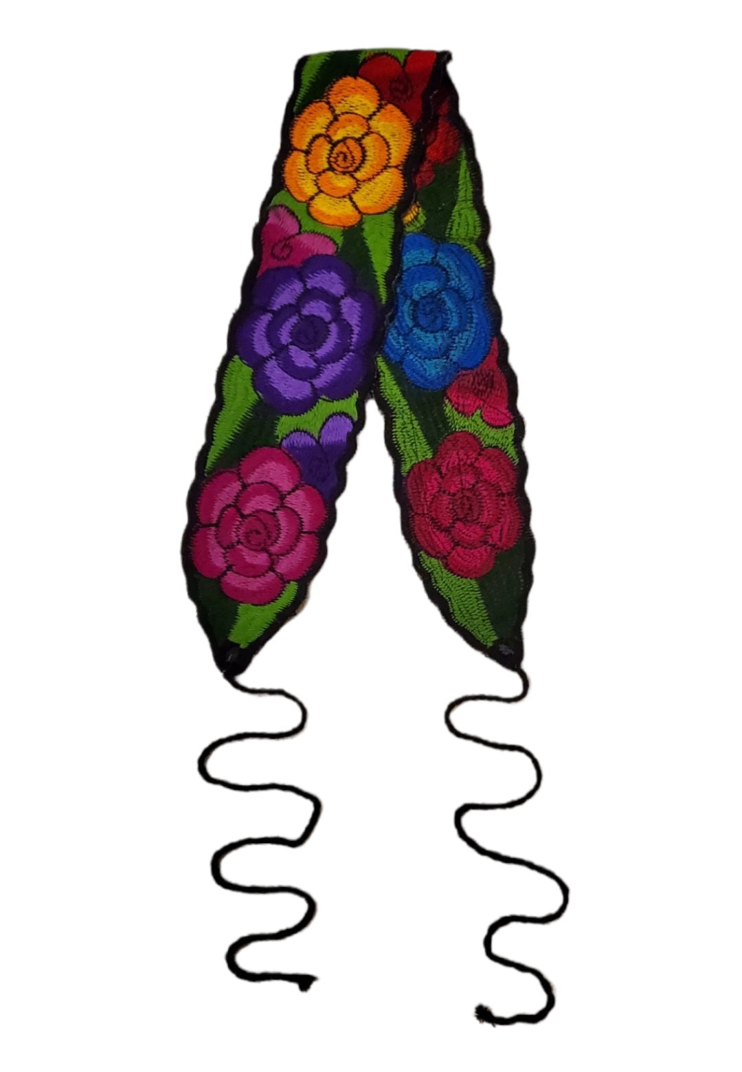 Mexican Floral Embroidered Belt from Mexico traditional tipicos floral sash belts artesanal with embroidery waist fiesta bordados embroidered for women Length 36