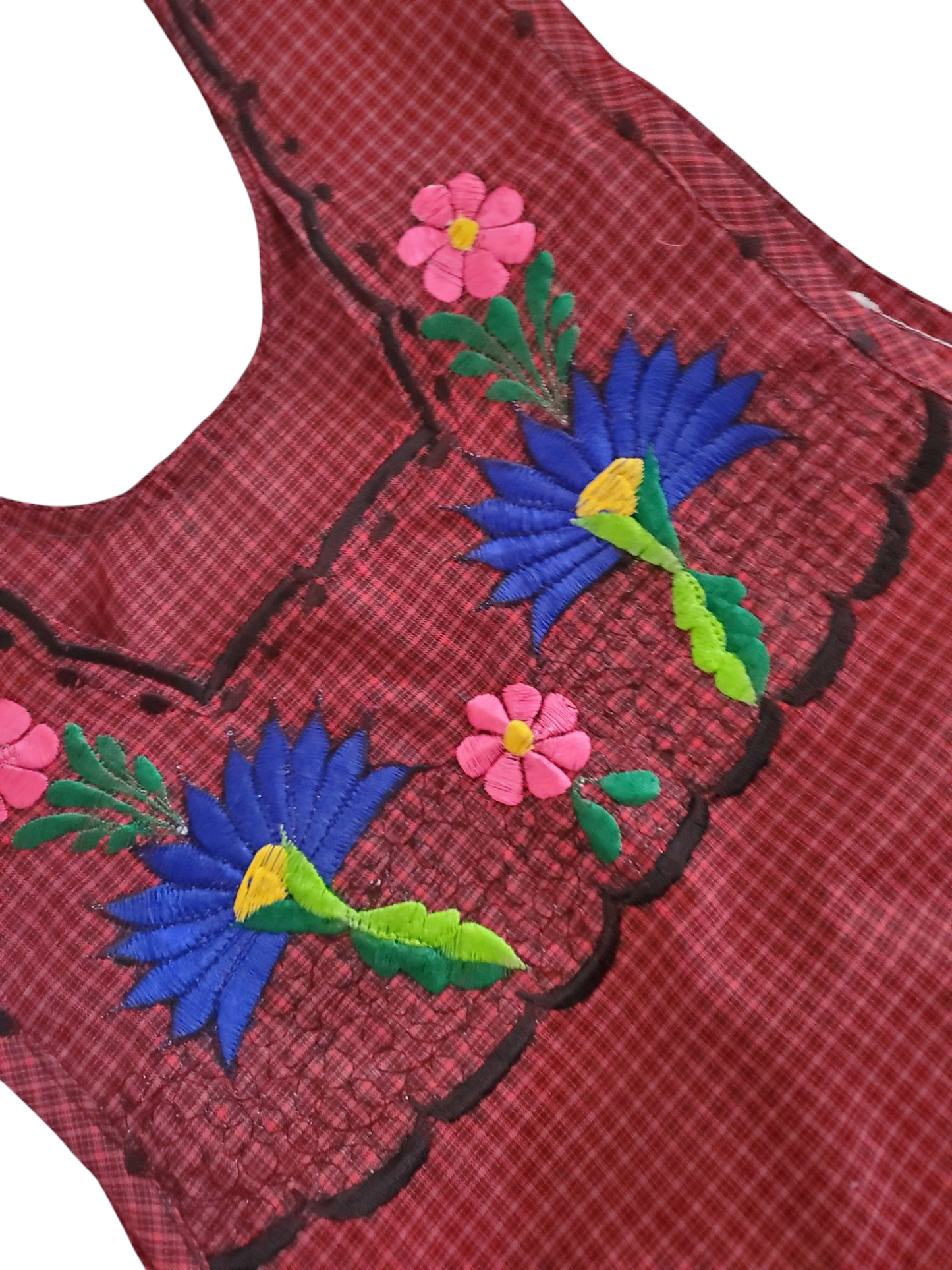 Traditional Mexican Apron for Women with Pockets and Beautiful Flower Embroidery - Mandiles para Mujer Mexicanos Mandil escapulario mandil Artesanal cobbler apron smocks - Red