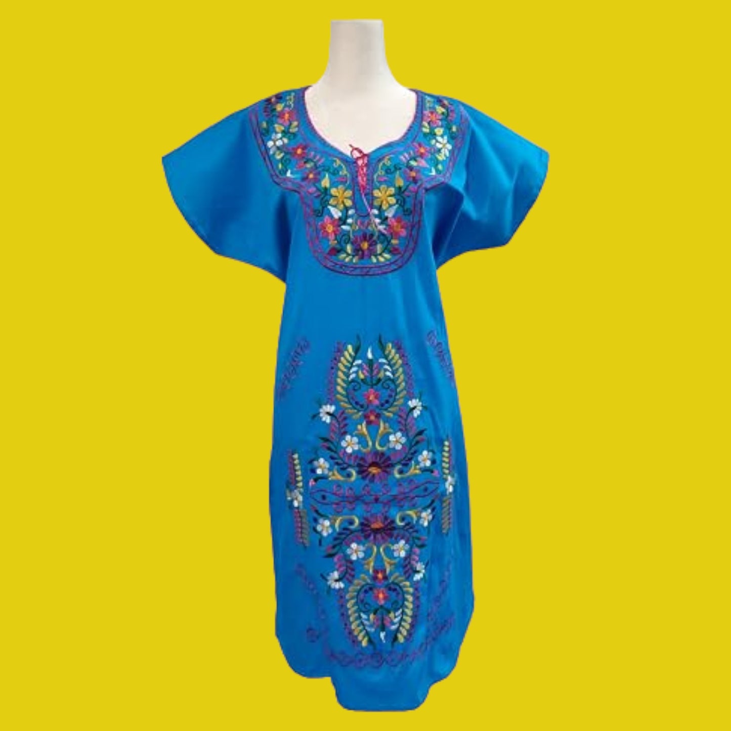 Mexican embroidered dresses | Kimono Traditional Mexican dresses | Authentic Mexican Dress | Floral Embroidered Dress Mexican Traditional Dress. Handmade Mexican Dress Mexican Bridesmaid Dress Artisanal Mexican attire, Ethnic Mexican dresses - Blue