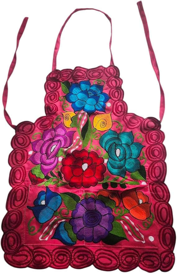 Mexican Embroidered Apron: Floral Fiesta Kitchen Decor, aprons, gifts for her, kitchen tools, mandiles mexicanos