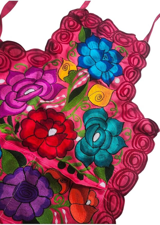 Mexican Embroidered Apron: Floral Fiesta Kitchen Decor, aprons, gifts for her, kitchen tools, mandiles mexicanos