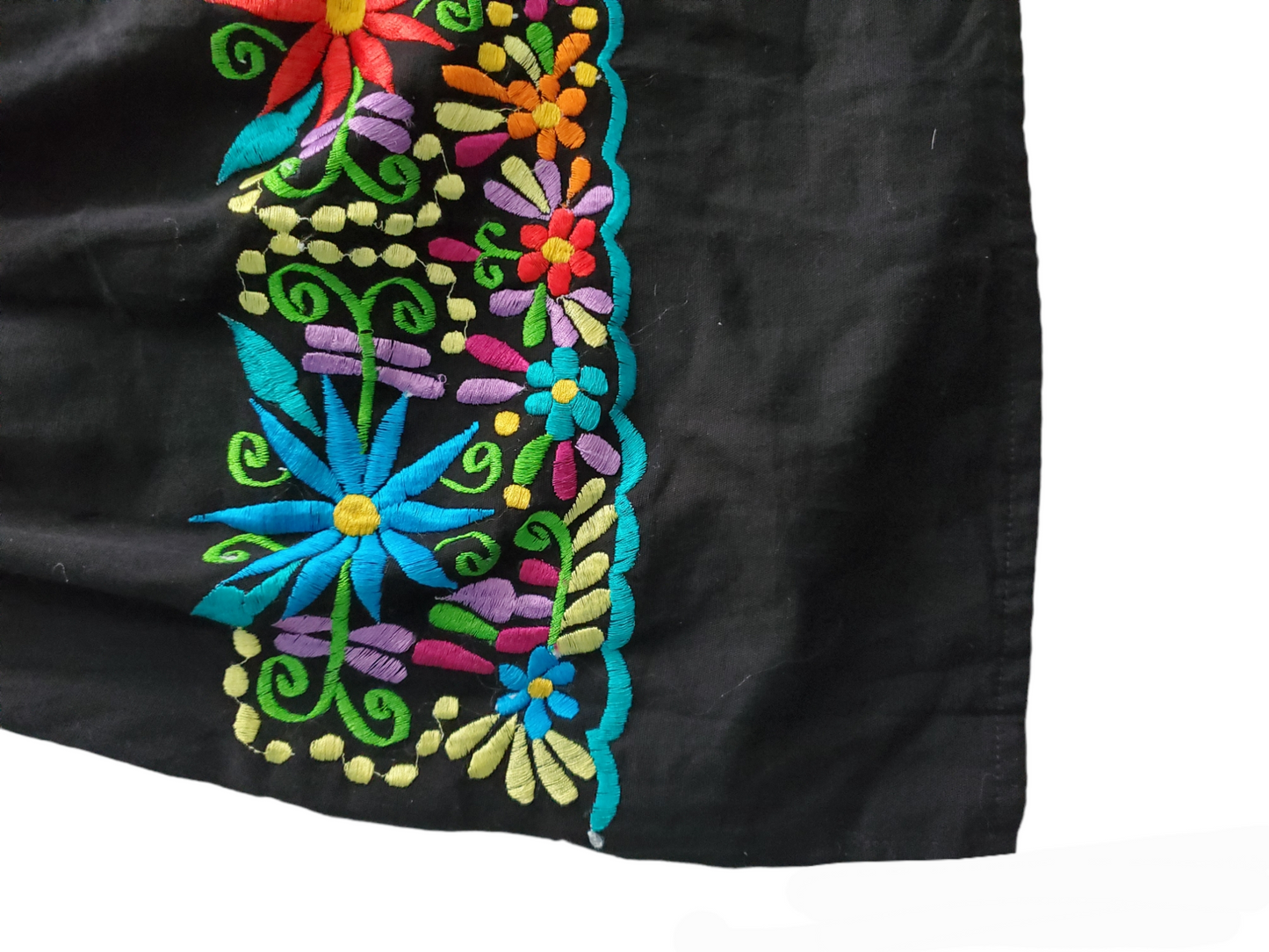 CAMPESINA Dress in Black Women's Knee Length Mexican Dress Embroidered Off Shoulder Style - BLACK - Dresses Day of the Dead Dress