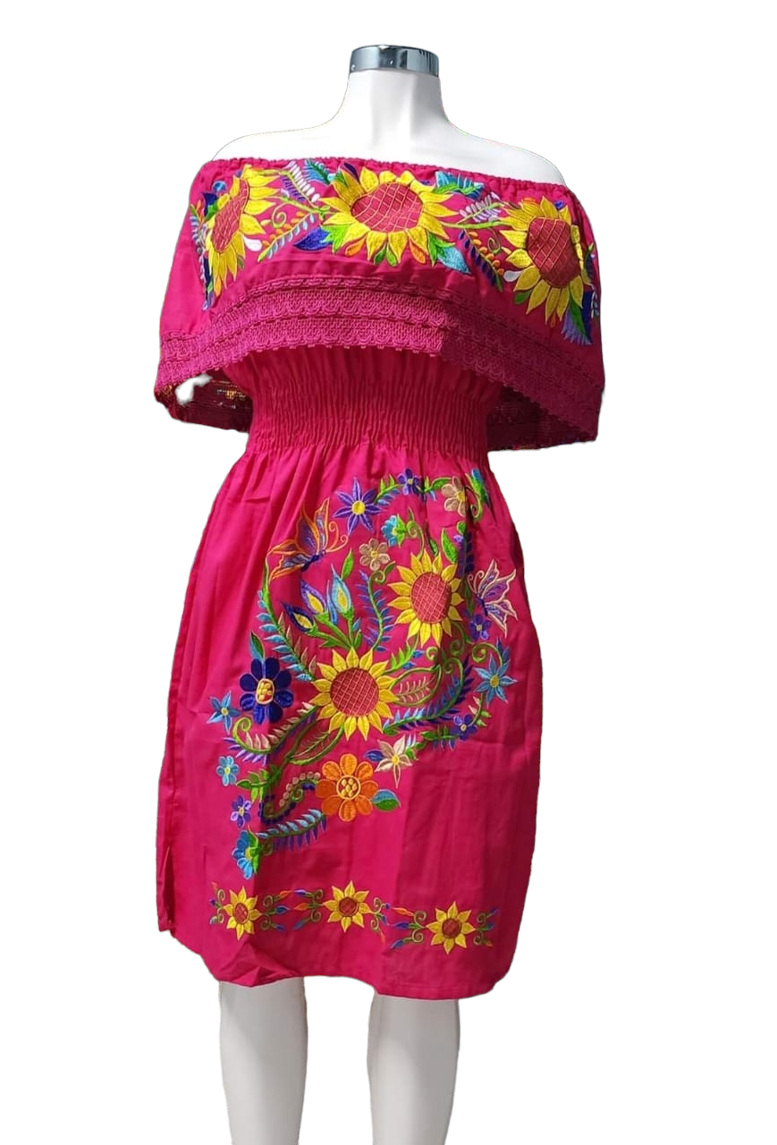 Mexican Embroidered Dress from Mexico womens vestidos bordados mexicanos huipil colorful dress vestidos mexicanos long traditional bordados flower Dress [Wholesale]