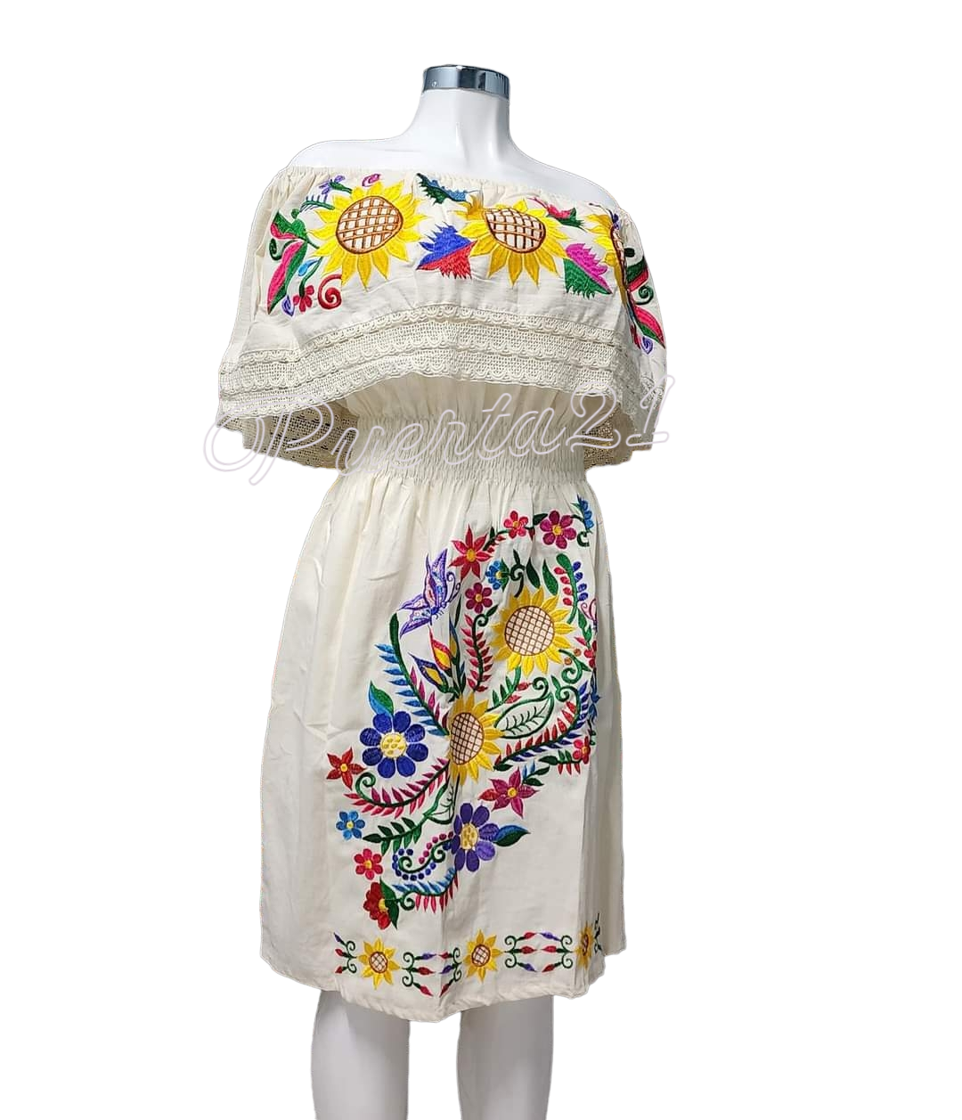 Mexican Embroidered Dress from Mexico womens vestidos bordados mexicanos huipil colorful dress vestidos mexicanos long traditional bordados flower Dress [Wholesale]