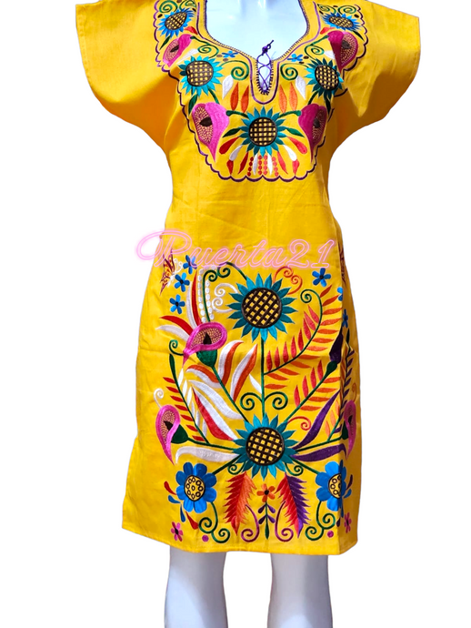 Mexican Embroidered Dress from Mexico Womens Vestidos Mexicanos Traditional  Bordados Dress Tipico Artesanal Authentic