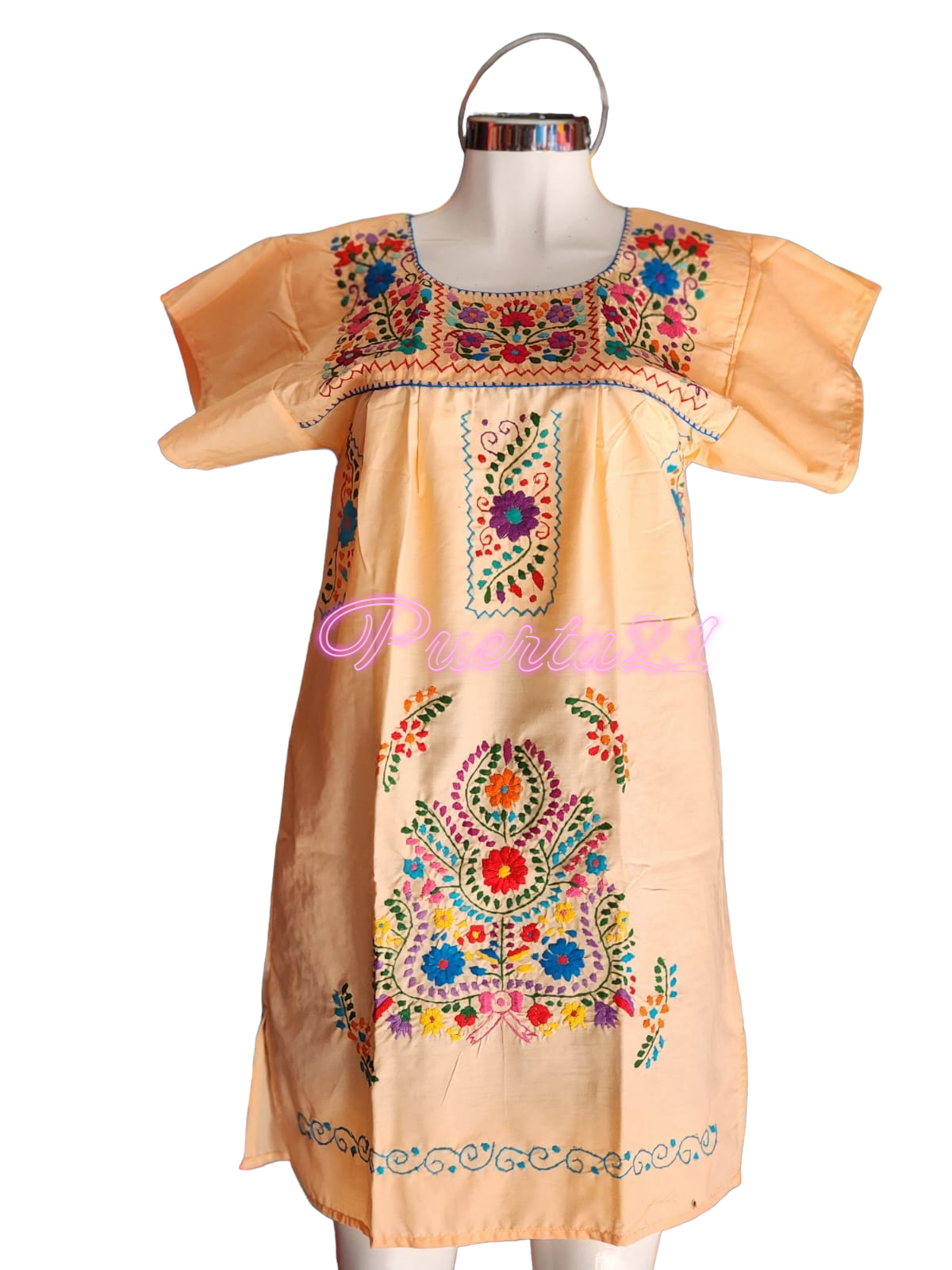 Puebla Style Embroidered Dress, Vestido Tehuacan – huitzilli