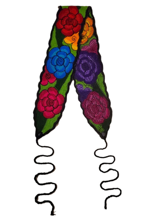 Mexican Floral Embroidered Belt from Mexico traditional tipicos floral sash belts artesanal with embroidery waist fiesta bordados embroidered for women Length 36